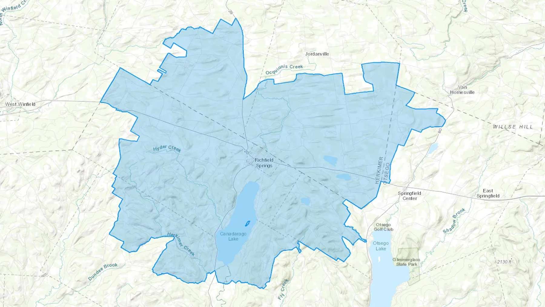 Richfield Springs, NY Cash heating Oil delivery map Map of the COD Fuel Oil delivery service area for Richfield Springs, NY