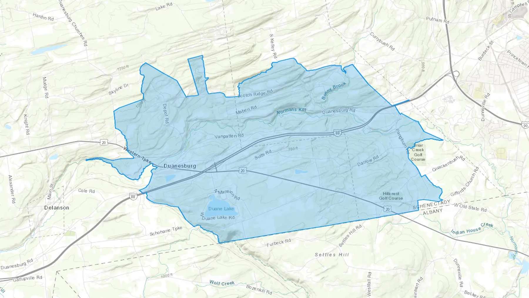 Duanesburg, NY Cash heating Oil delivery map Map of the COD Fuel Oil delivery service area for Duanesburg, NY