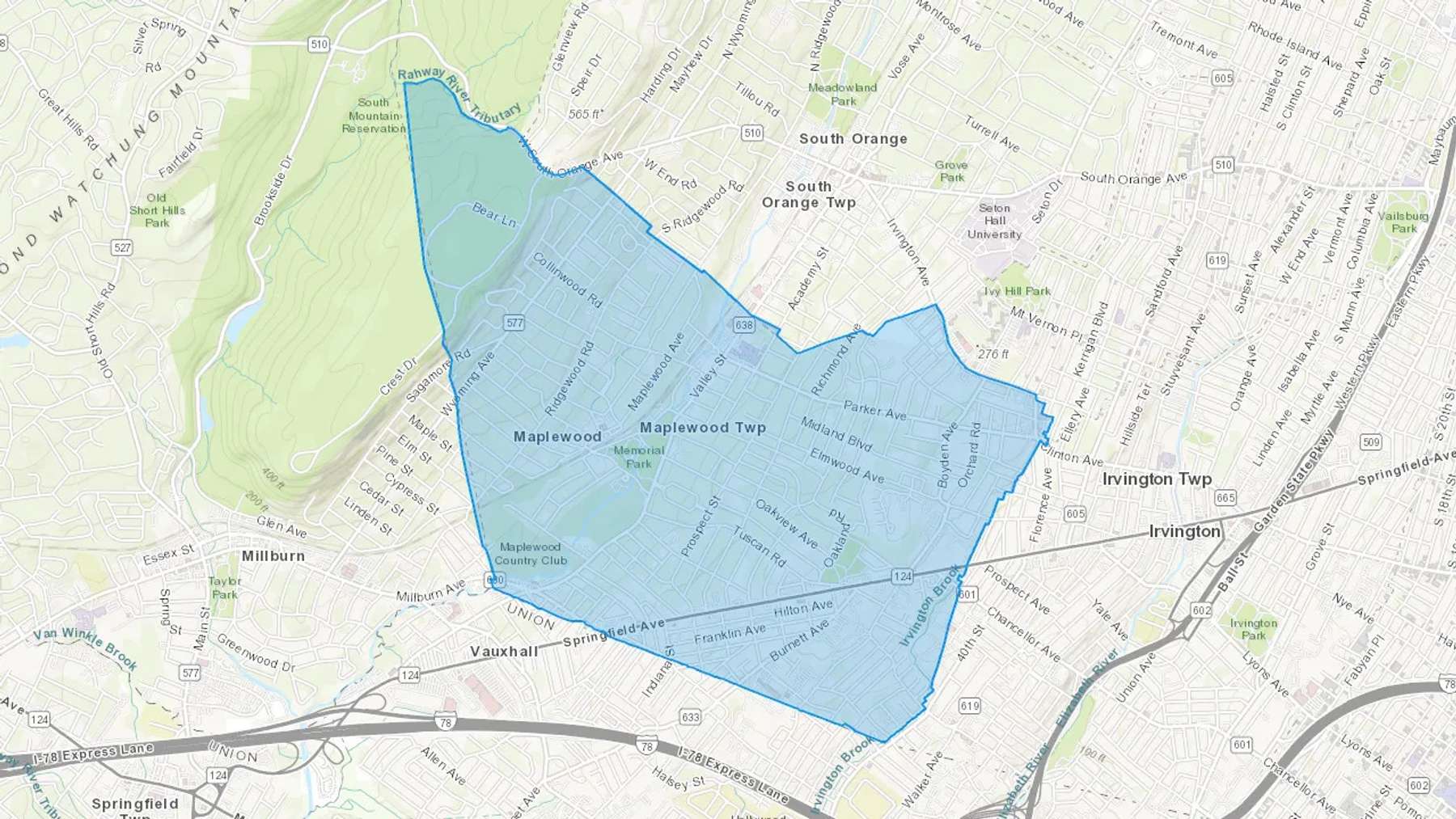 Maplewood, NJ Cash heating Oil delivery map Map of the COD Fuel Oil delivery service area for Maplewood, NJ