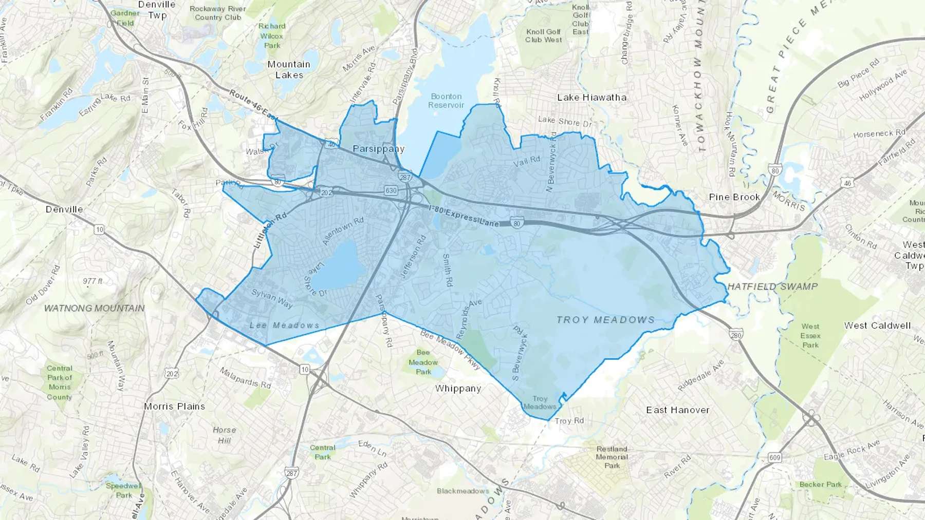 Parsippany, NJ Cash heating Oil delivery map Map of the COD Fuel Oil delivery service area for Parsippany, NJ