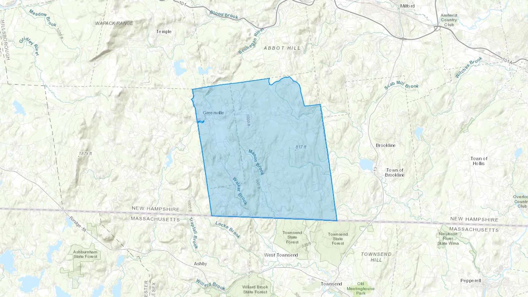 Greenville, NH Cash heating Oil delivery map Map of the COD Fuel Oil delivery service area for Greenville, NH