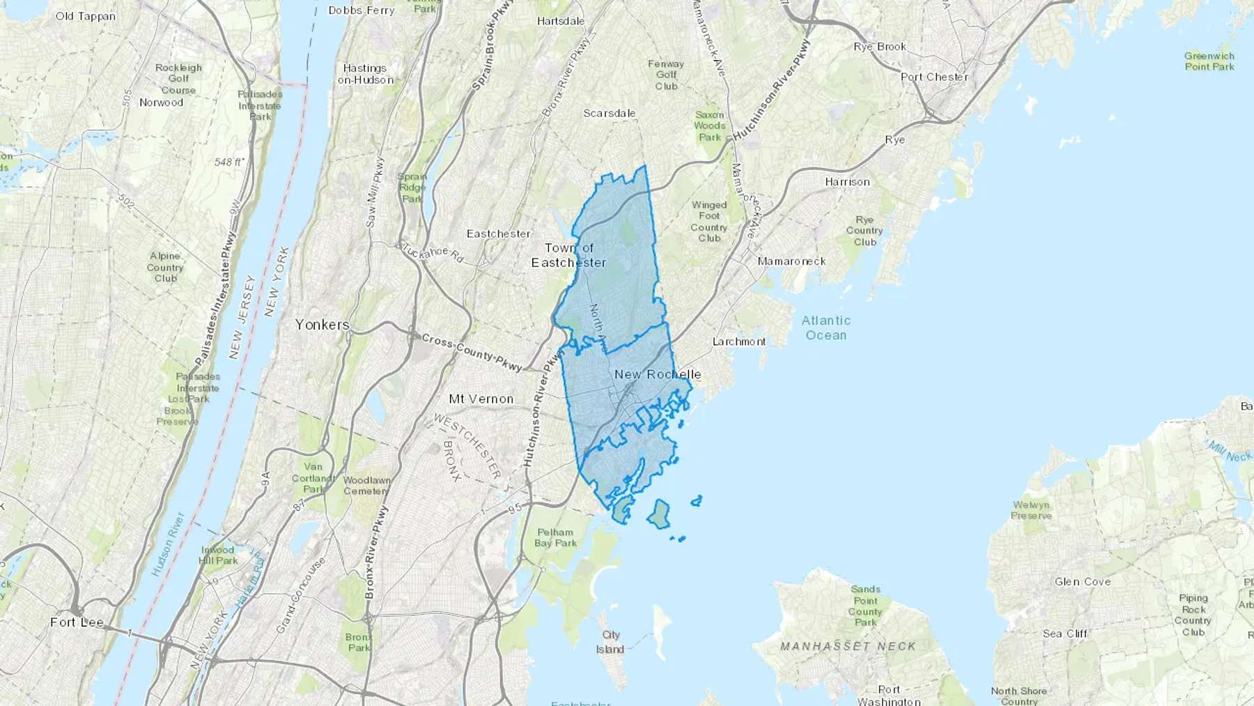New Rochelle, NY Cash heating Oil delivery map Map of the COD Fuel Oil delivery service area for New Rochelle, NY