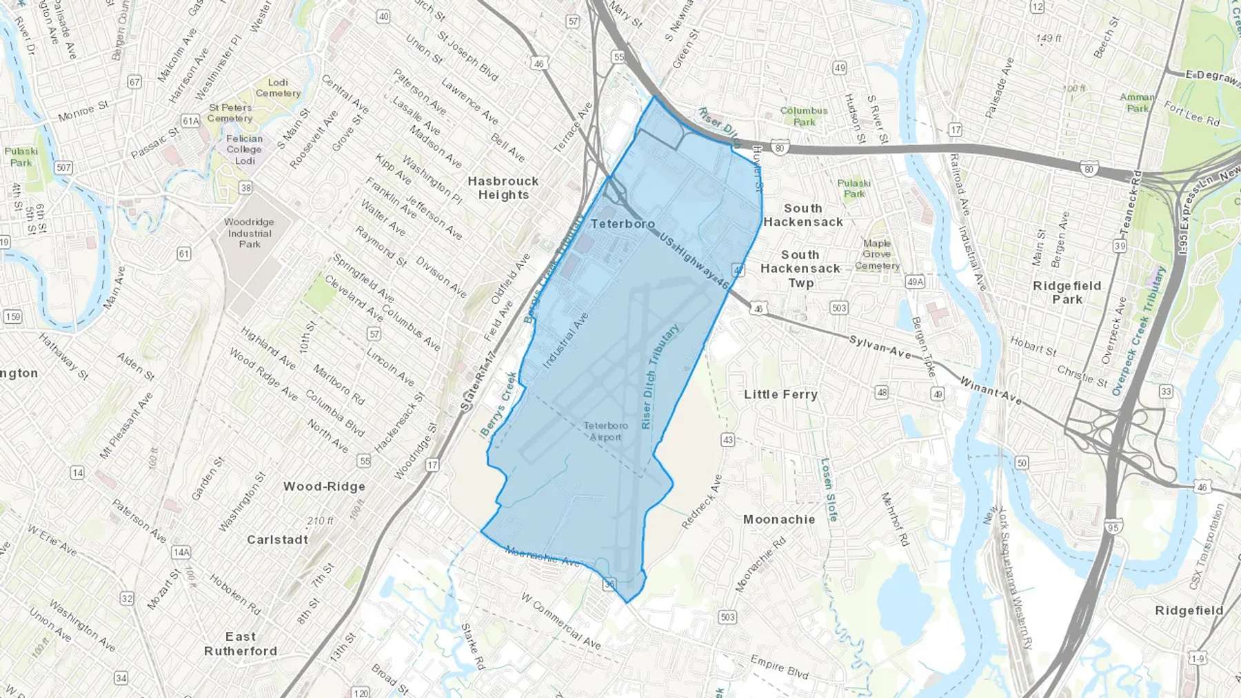 South Hackensack, NJ Cash heating Oil delivery map Map of the COD Fuel Oil delivery service area for South Hackensack, NJ