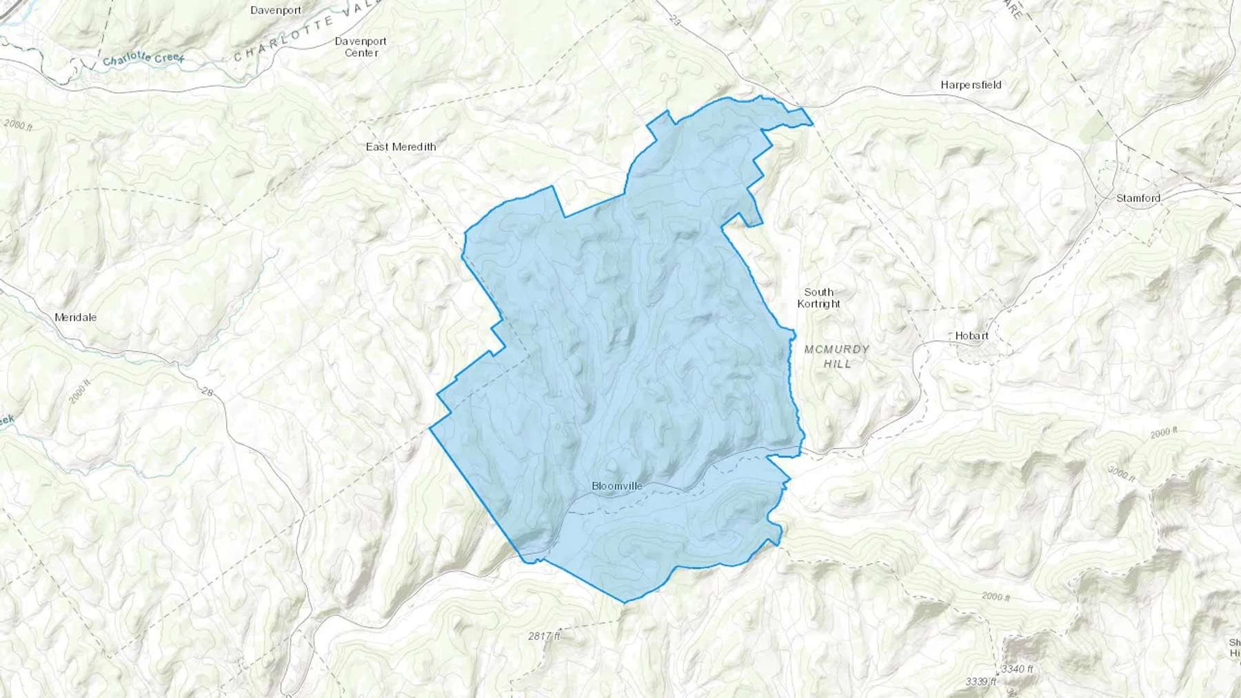 Bloomville, NY Cash heating Oil delivery map Map of the COD Fuel Oil delivery service area for Bloomville, NY