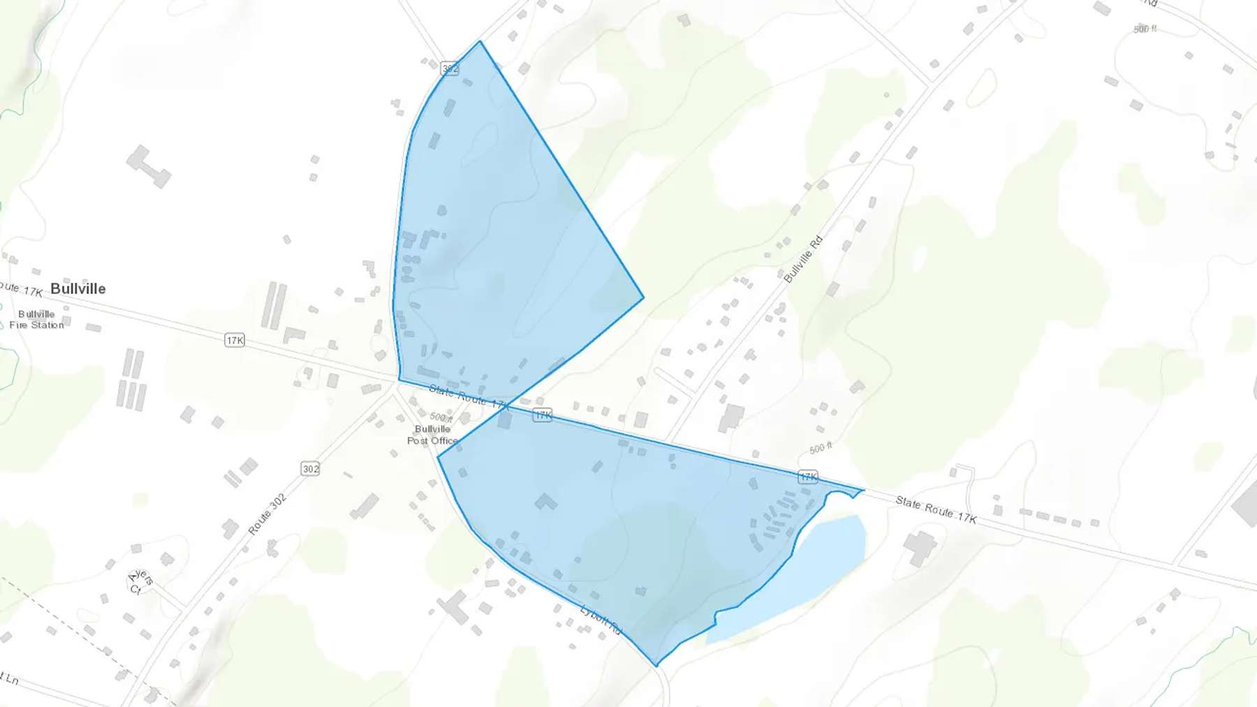 Bullville, NY Cash heating Oil delivery map Map of the COD Fuel Oil delivery service area for Bullville, NY