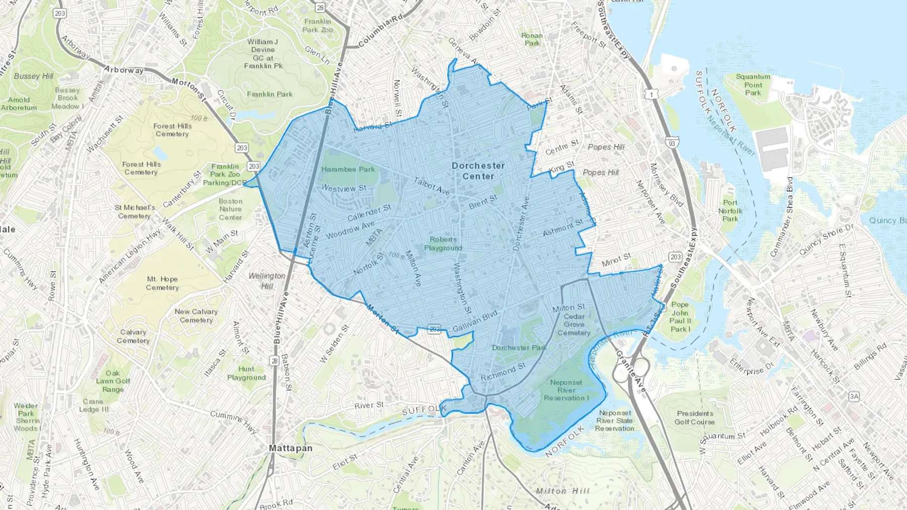 Dorchester Center, MA Cash heating Oil delivery map Map of the COD Fuel Oil delivery service area for Dorchester Center, MA
