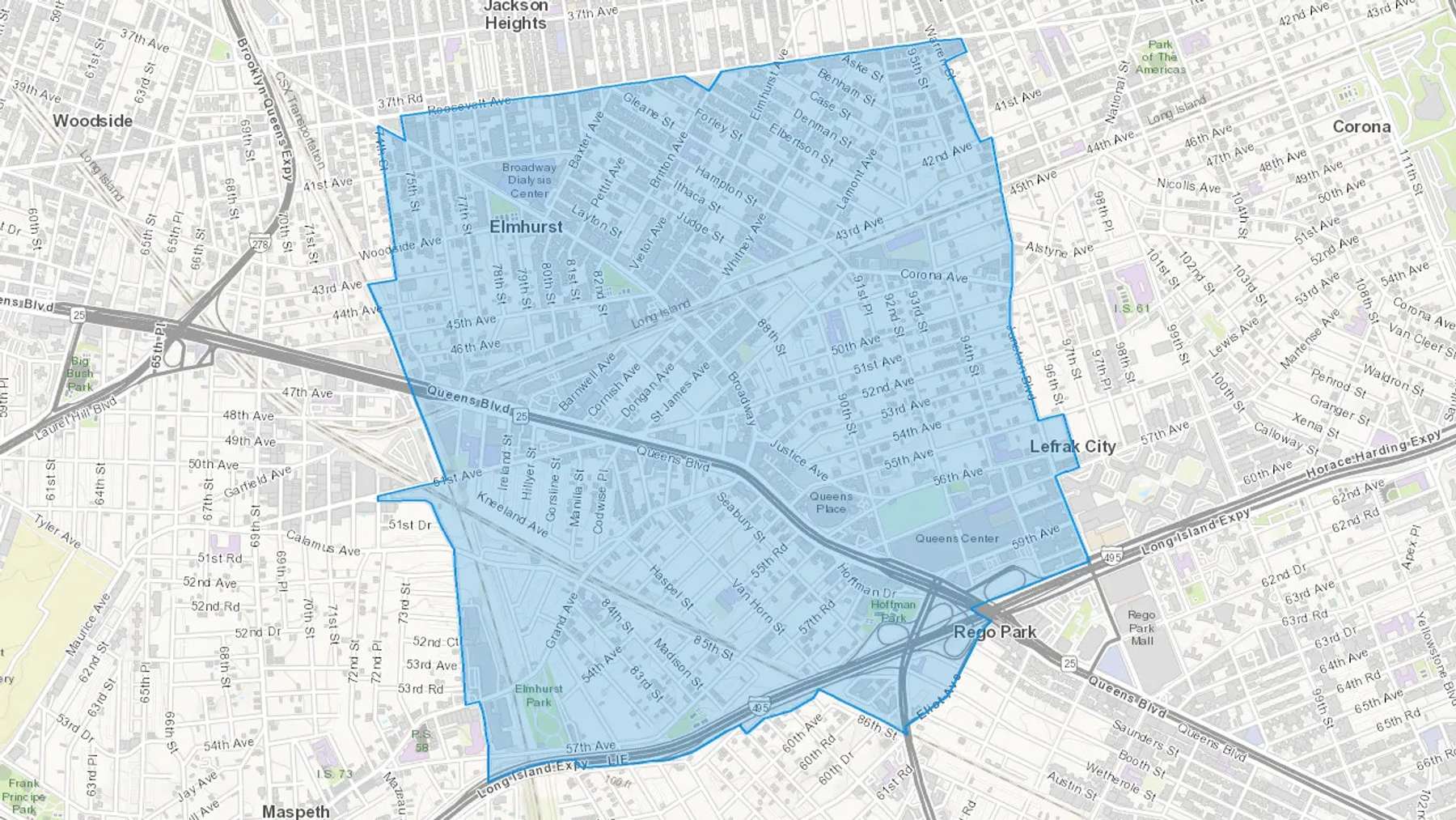 Elmhurst, NY Cash heating Oil delivery map Map of the COD Fuel Oil delivery service area for Elmhurst, NY