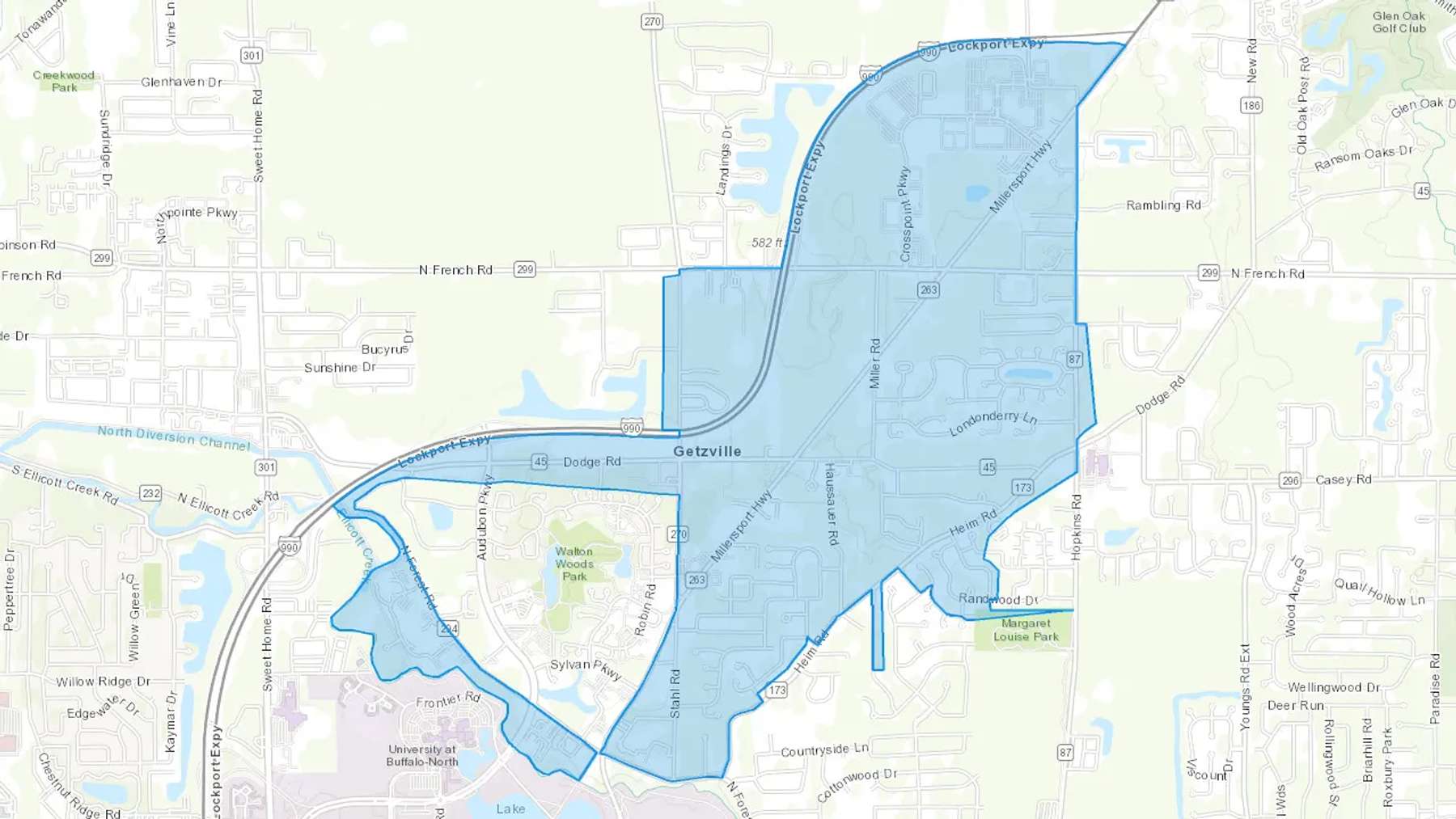 Getzville, NY Cash heating Oil delivery map Map of the COD Fuel Oil delivery service area for Getzville, NY