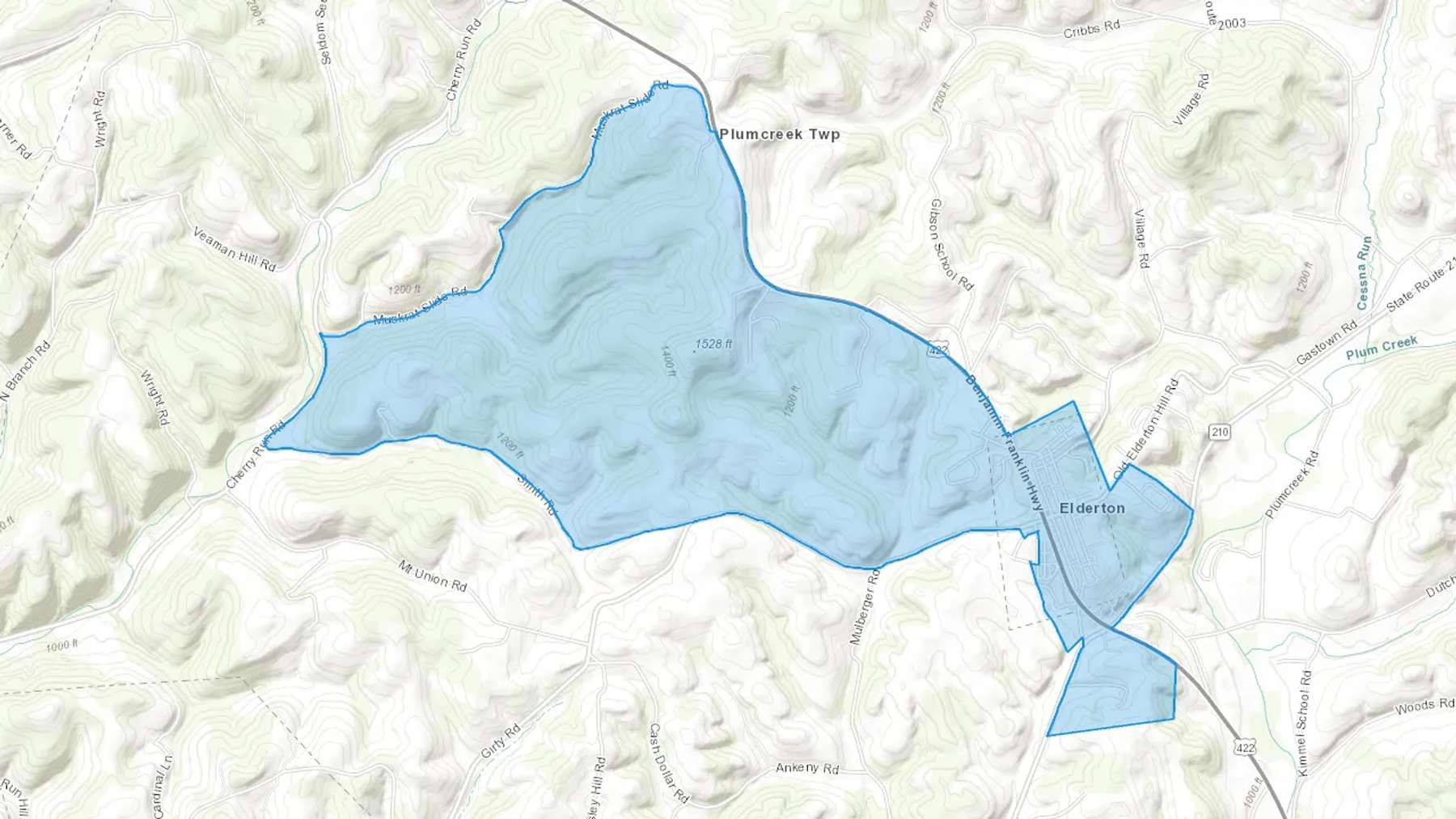 Elderton, PA Cash heating Oil delivery map Map of the COD Fuel Oil delivery service area for Elderton, PA