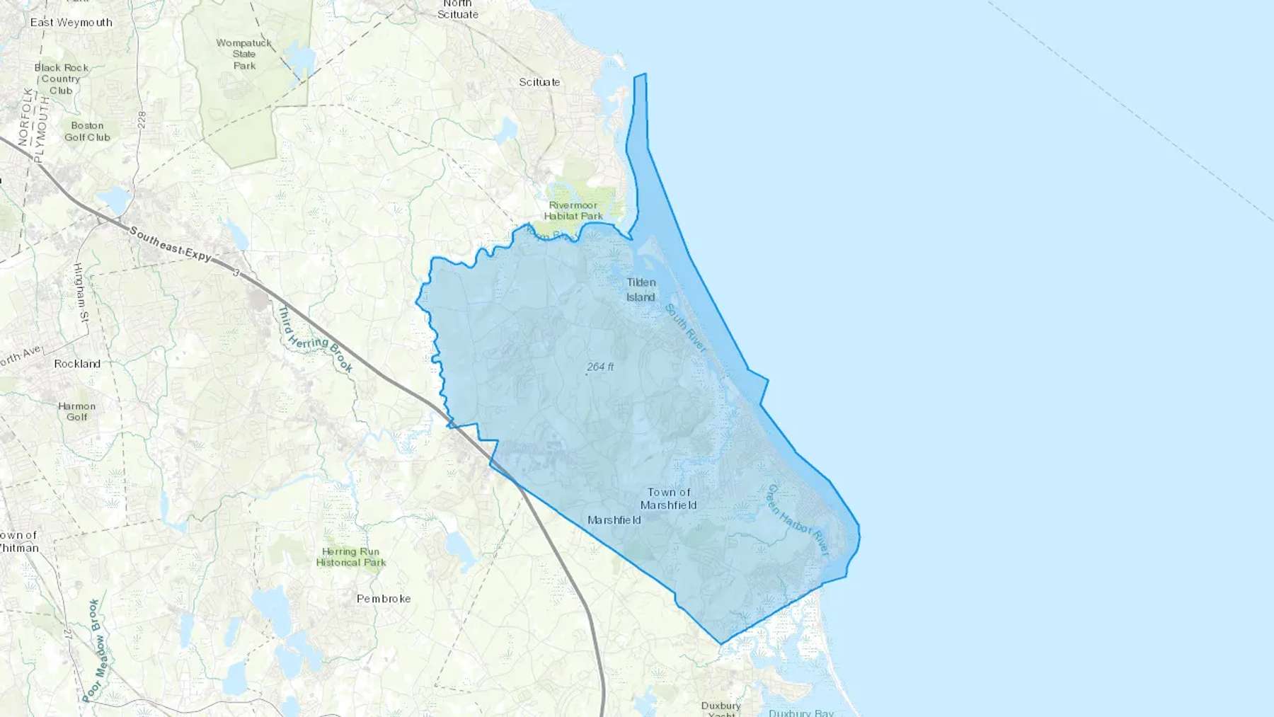 Ocean Bluff, MA Cash heating Oil delivery map Map of the COD Fuel Oil delivery service area for Ocean Bluff, MA