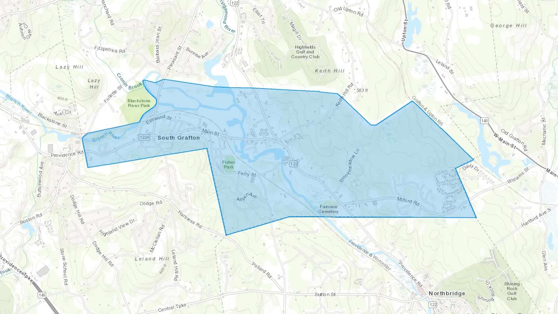 South Grafton, MA Cash heating Oil delivery map Map of the COD Fuel Oil delivery service area for South Grafton, MA