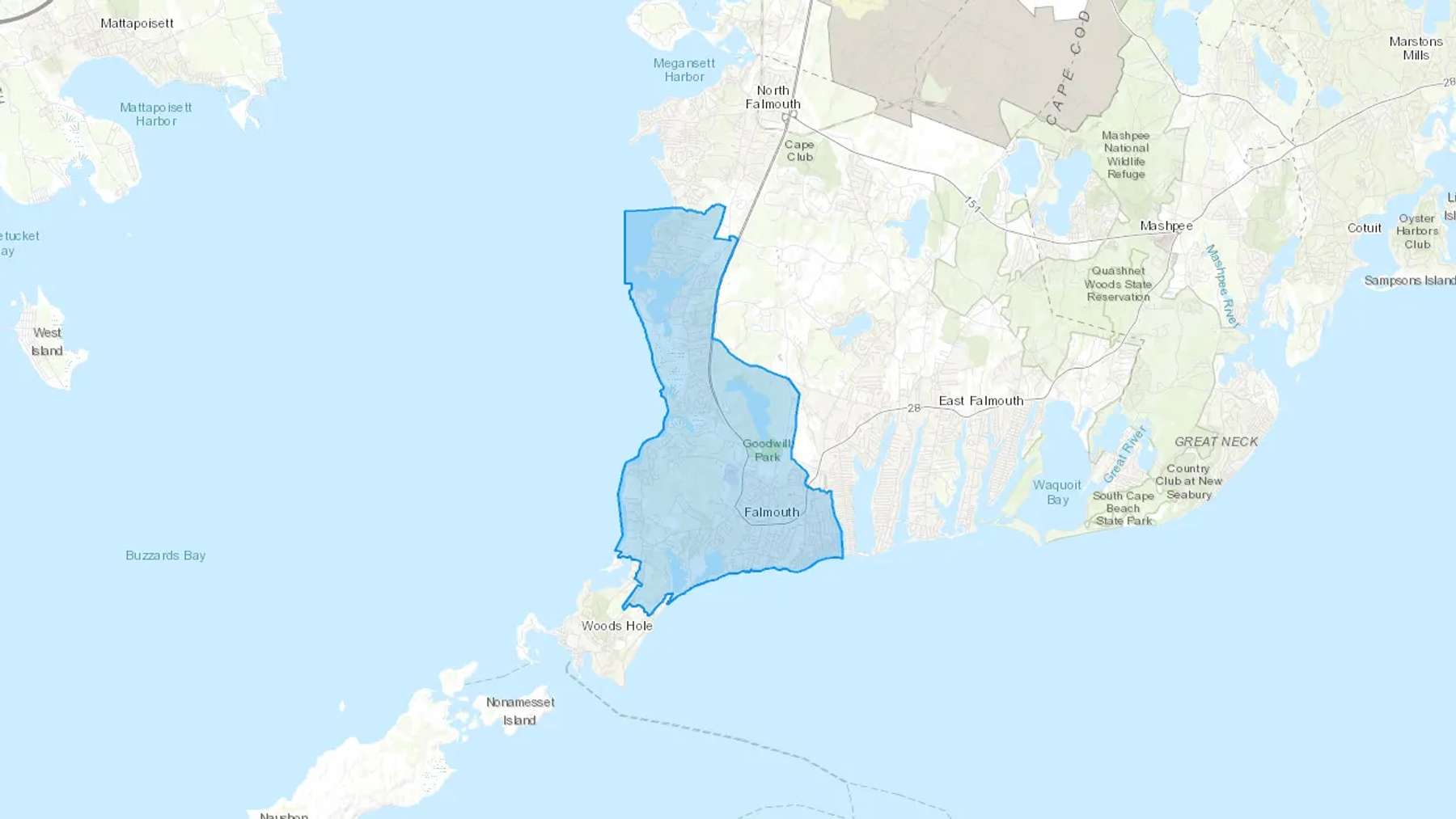 West Falmouth, MA Cash heating Oil delivery map Map of the COD Fuel Oil delivery service area for West Falmouth, MA
