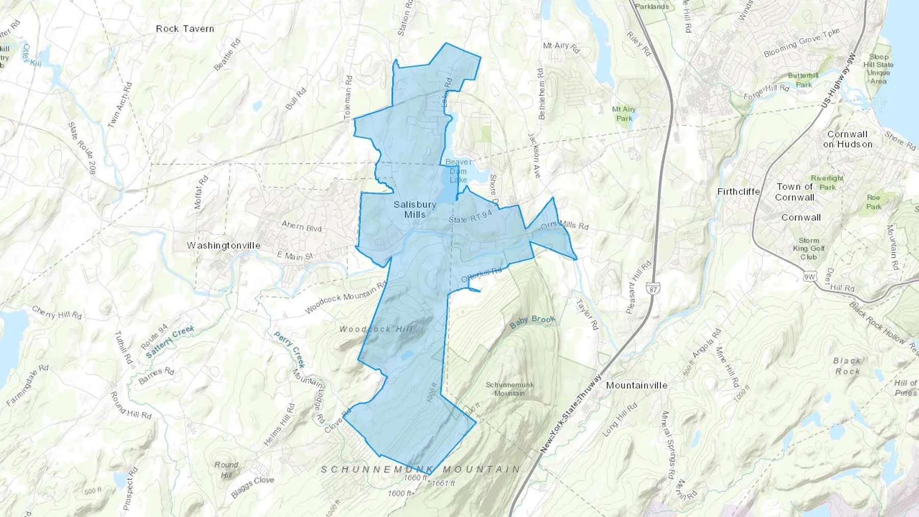 Salisbury Mills, NY Cash heating Oil delivery map Map of the COD Fuel Oil delivery service area for Salisbury Mills, NY