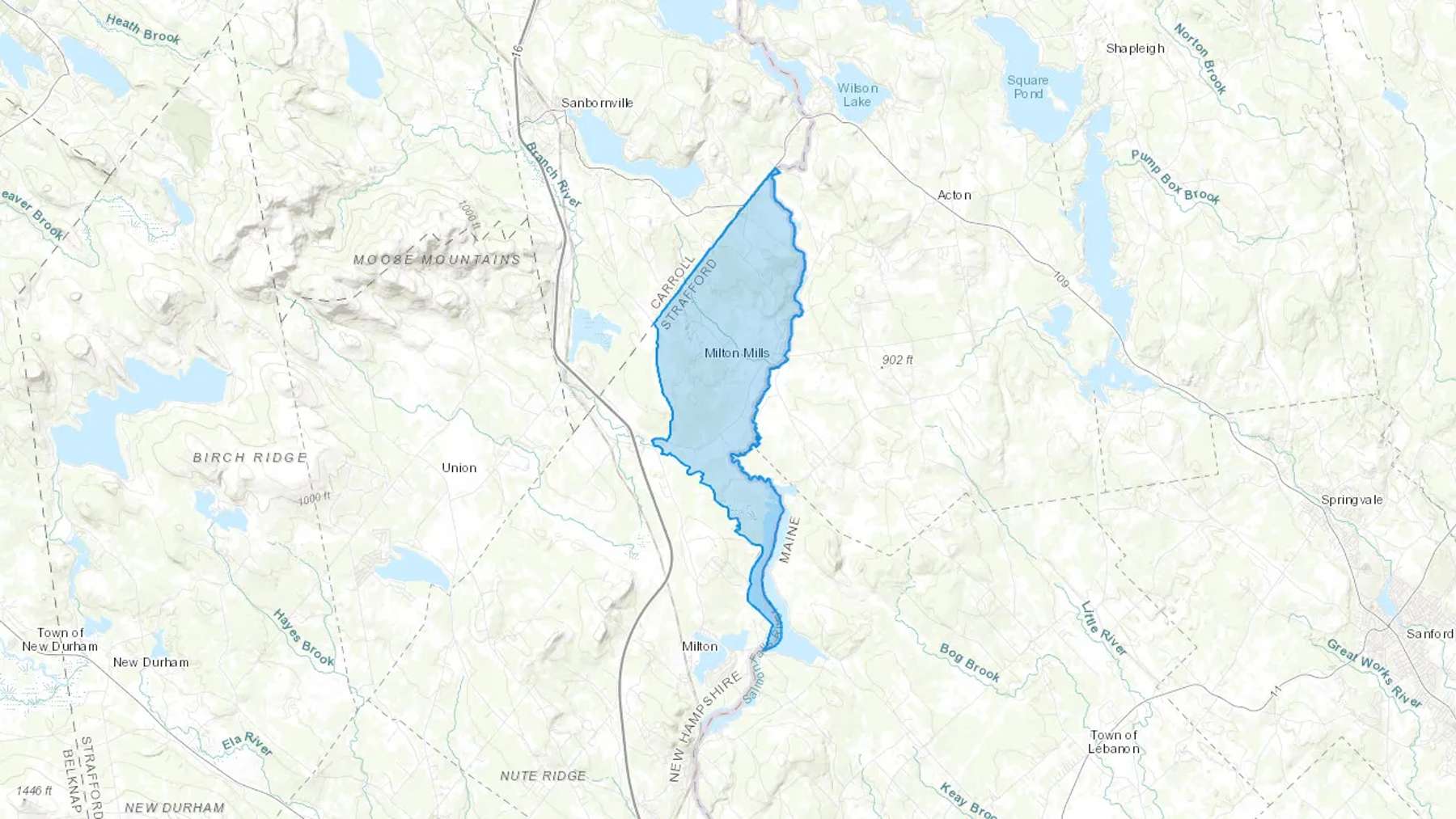 Milton Mills, NH Cash heating Oil delivery map Map of the COD Fuel Oil delivery service area for Milton Mills, NH