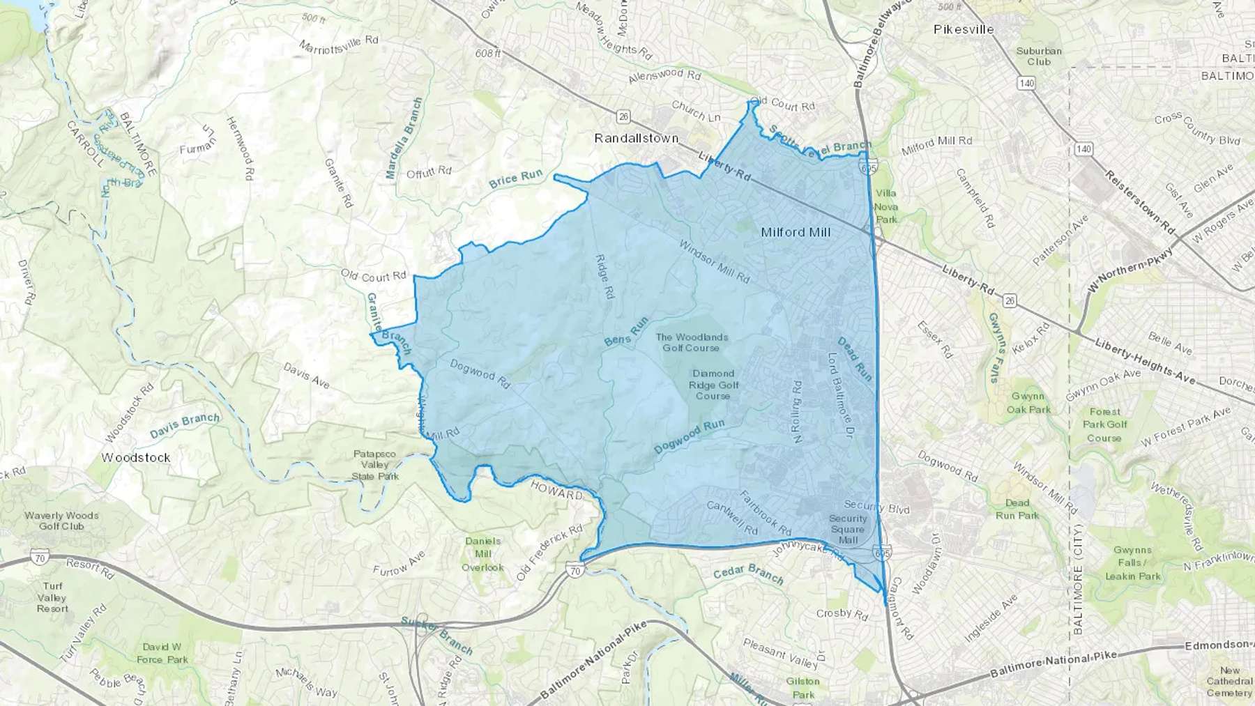 Windsor Mill, MD Cash heating Oil delivery map Map of the COD Fuel Oil delivery service area for Windsor Mill, MD