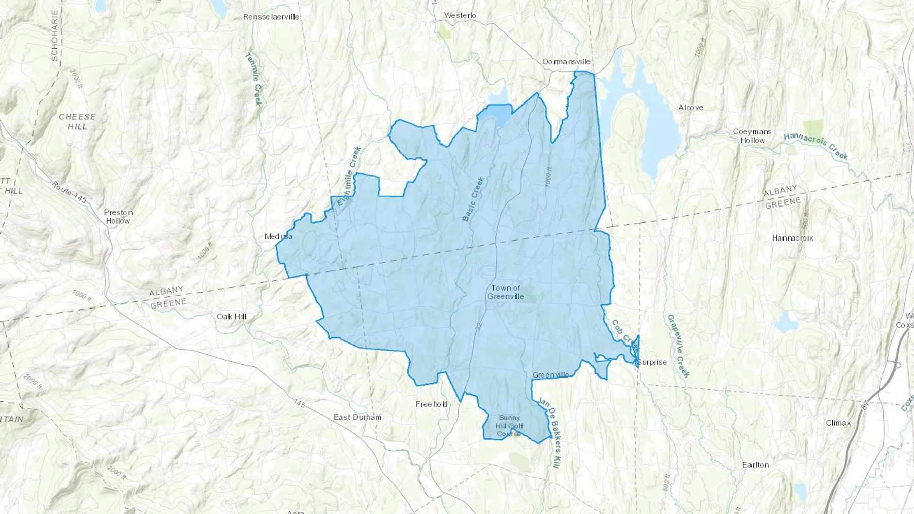Greenville, NY Cash heating Oil delivery map Map of the COD Fuel Oil delivery service area for Greenville, NY