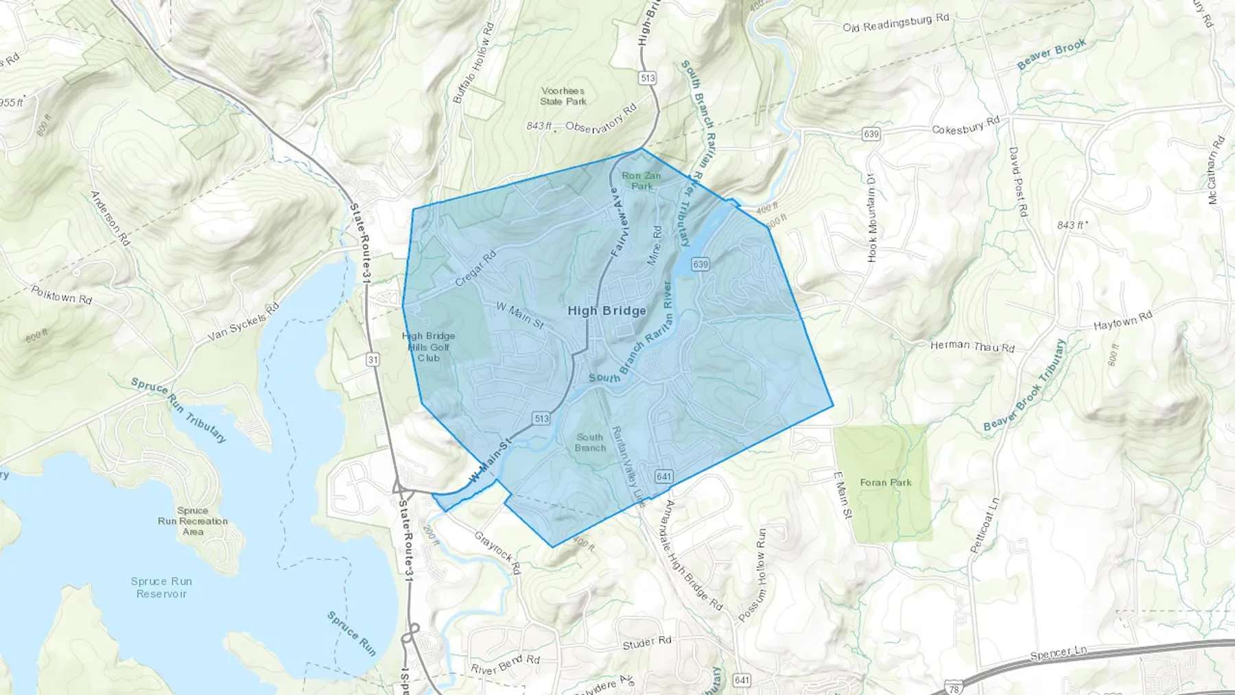 High Bridge, NJ Cash heating Oil delivery map Map of the COD Fuel Oil delivery service area for High Bridge, NJ