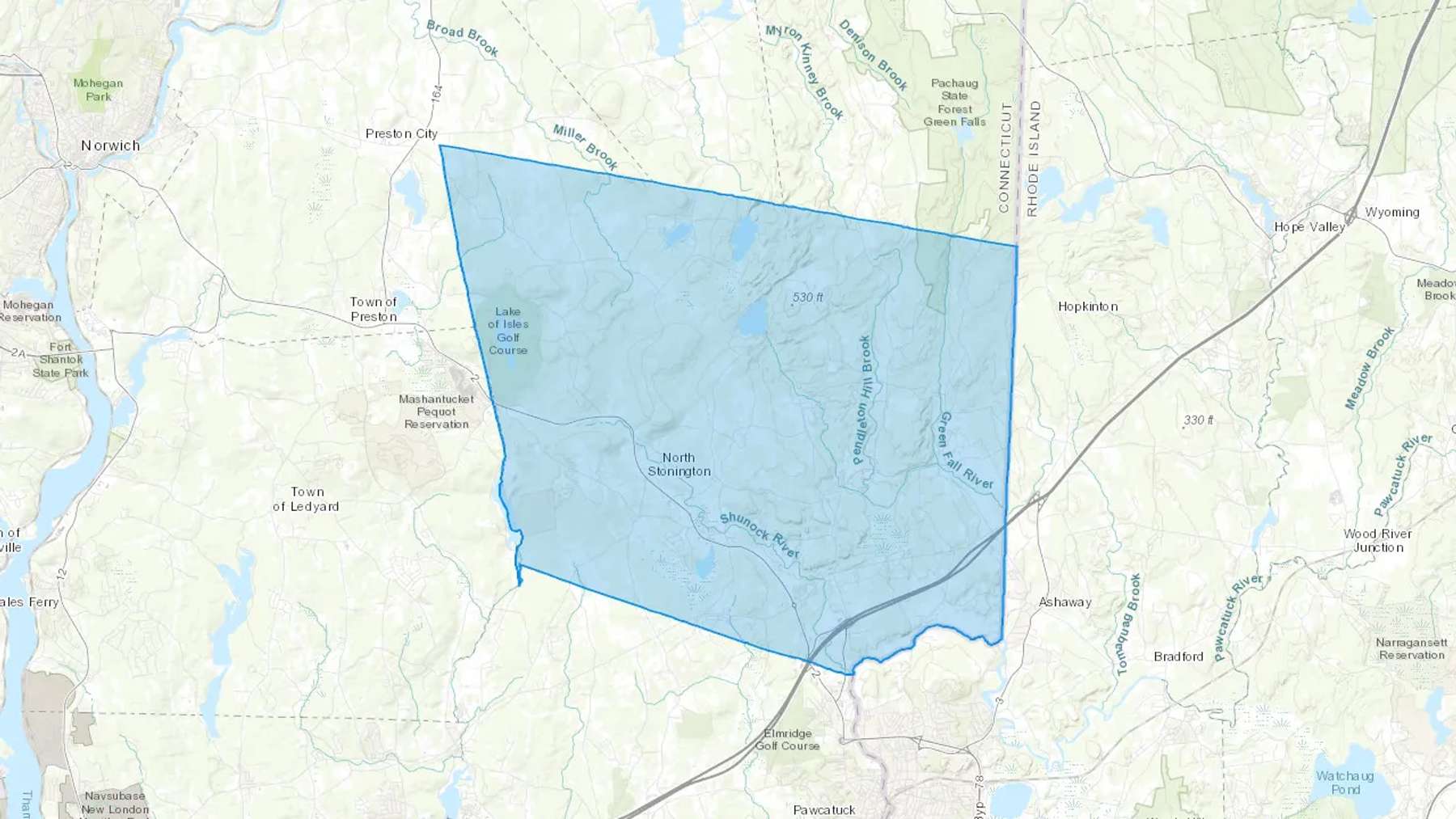 North Stonington, CT Cash heating Oil delivery map Map of the COD Fuel Oil delivery service area for North Stonington, CT