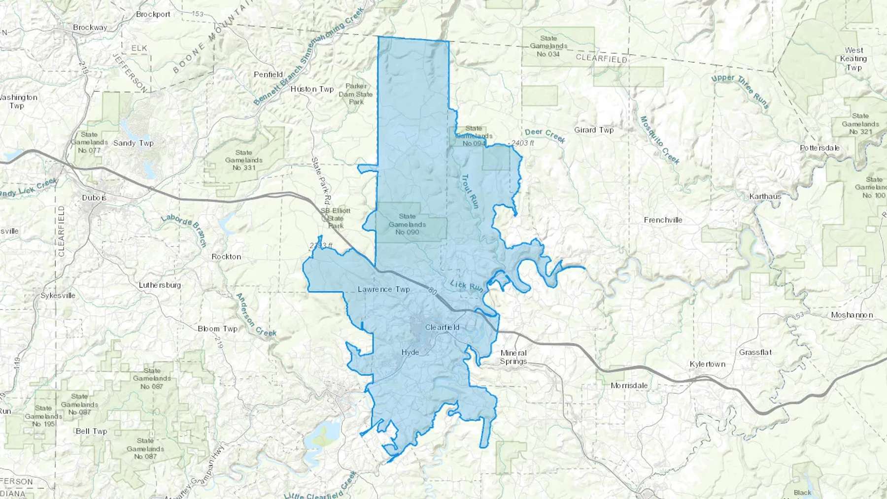 Hyde, PA Cash heating Oil delivery map Map of the COD Fuel Oil delivery service area for Hyde, PA