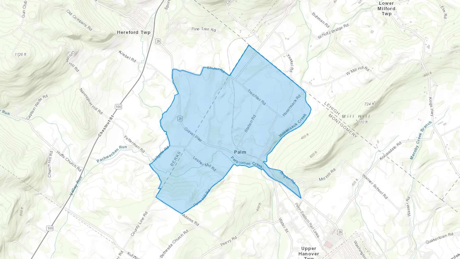 Palm, PA Cash heating Oil delivery map Map of the COD Fuel Oil delivery service area for Palm, PA