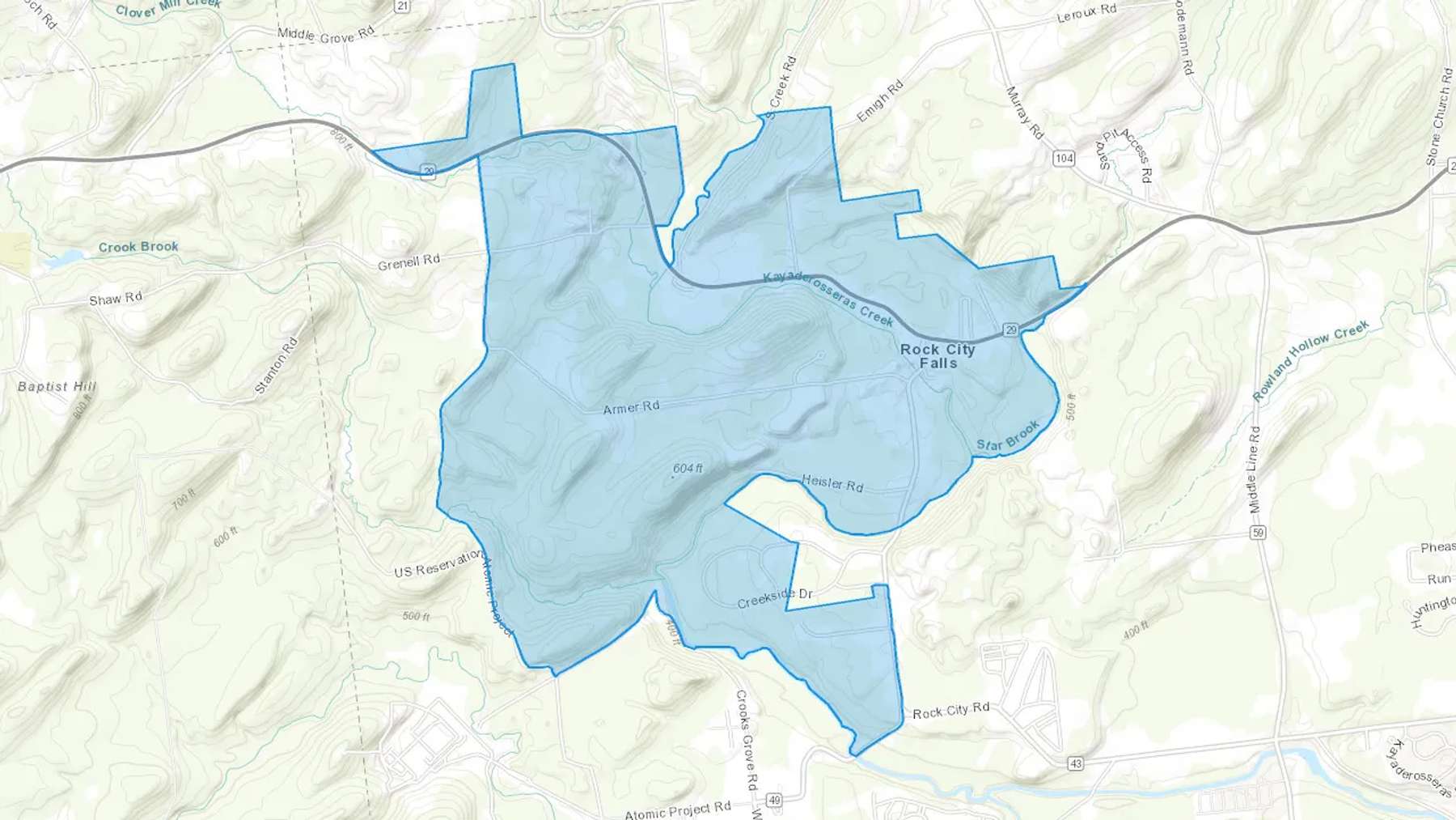 Rock City Falls, NY Cash heating Oil delivery map Map of the COD Fuel Oil delivery service area for Rock City Falls, NY