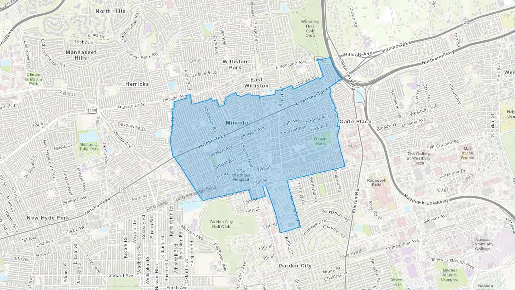 Mineola, NY Cash heating Oil delivery map Map of the COD Fuel Oil delivery service area for Mineola, NY