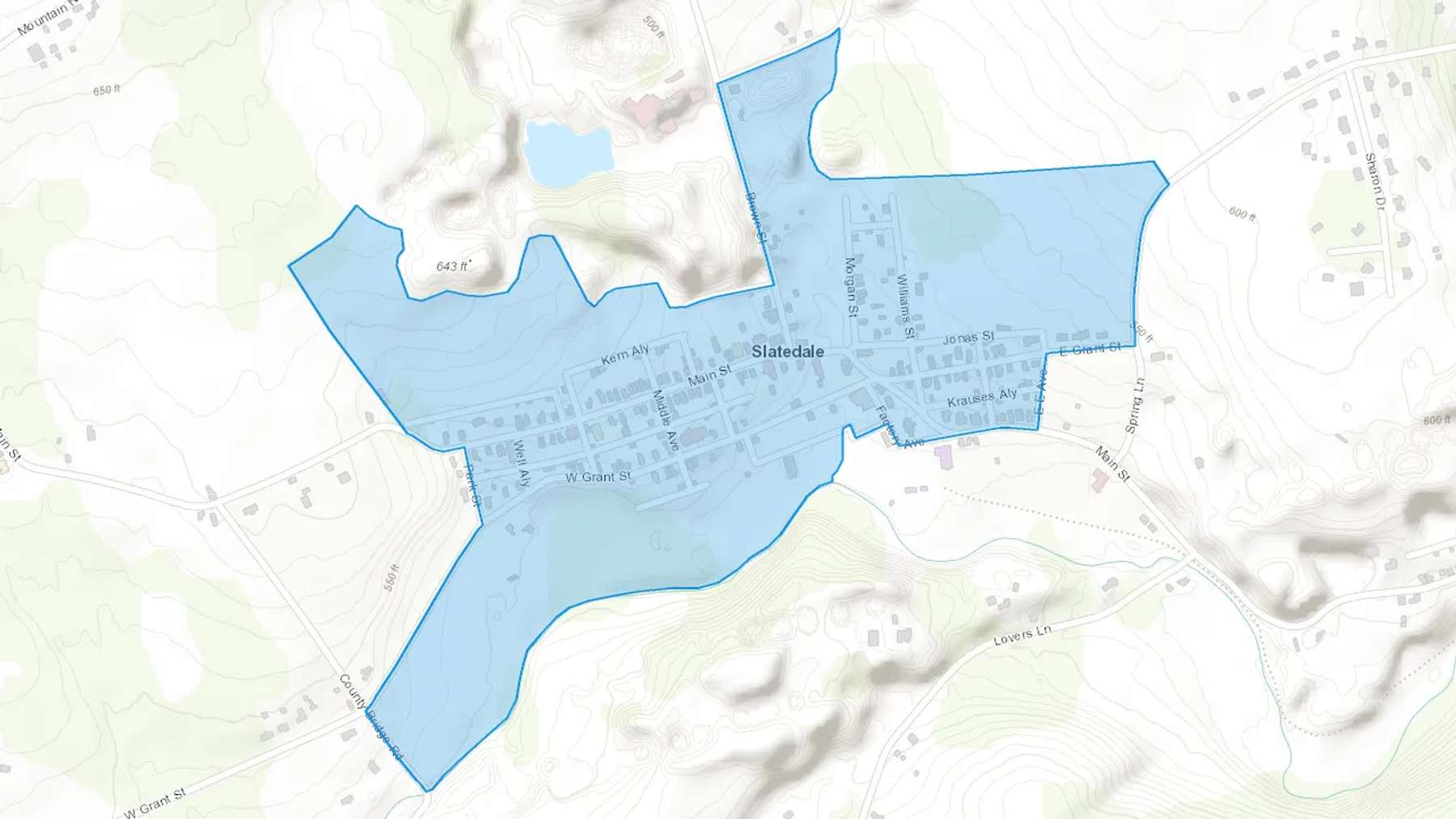 Slatedale, PA Cash heating Oil delivery map Map of the COD Fuel Oil delivery service area for Slatedale, PA