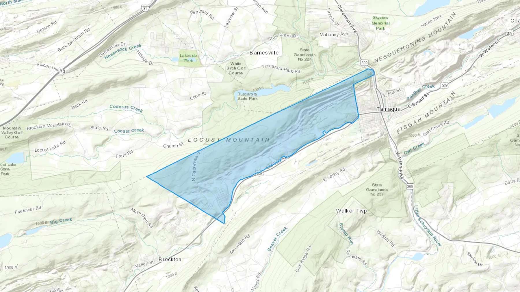 Tuscarora, PA Cash heating Oil delivery map Map of the COD Fuel Oil delivery service area for Tuscarora, PA