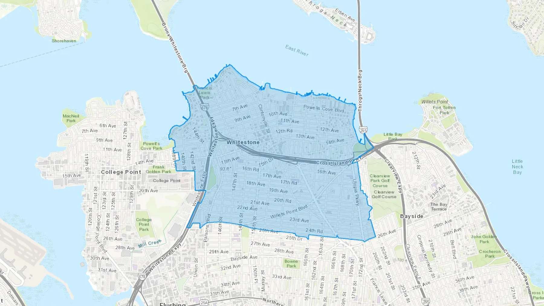 Whitestone, NY Cash heating Oil delivery map Map of the COD Fuel Oil delivery service area for Whitestone, NY