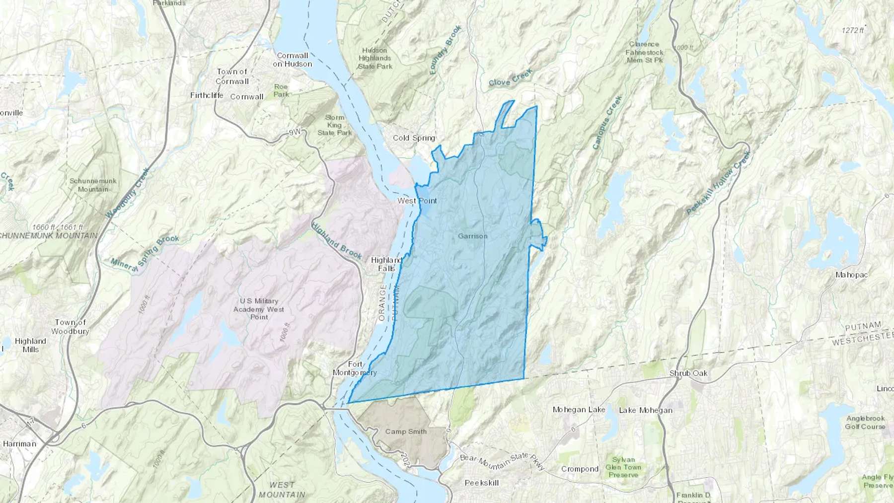 Garrison, NY Cash heating Oil delivery map Map of the COD Fuel Oil delivery service area for Garrison, NY