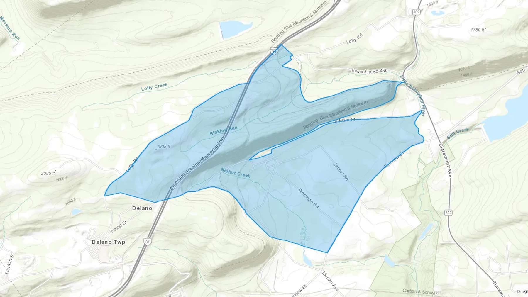 Quakake, PA Cash heating Oil delivery map Map of the COD Fuel Oil delivery service area for Quakake, PA