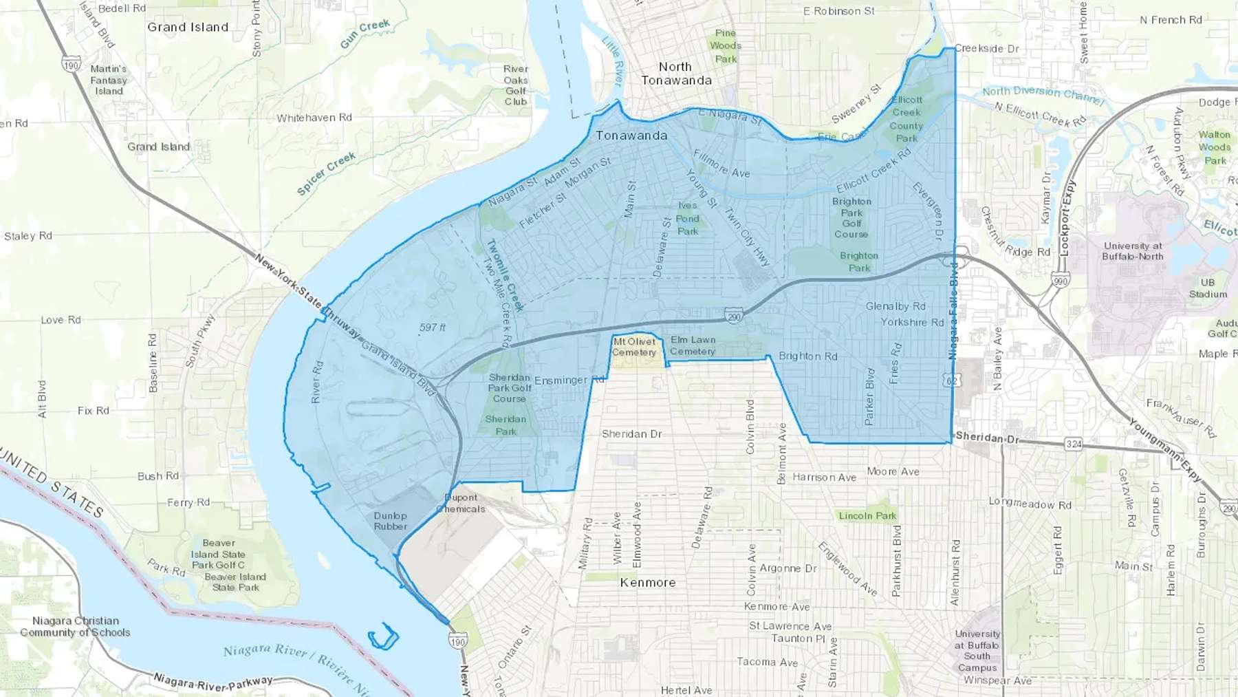 Tonawanda, NY Cash heating Oil delivery map Map of the COD Fuel Oil delivery service area for Tonawanda, NY