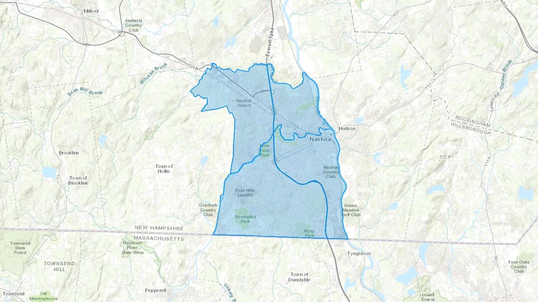 Nashua, NH Cash heating Oil delivery map Map of the COD Fuel Oil delivery service area for Nashua, NH