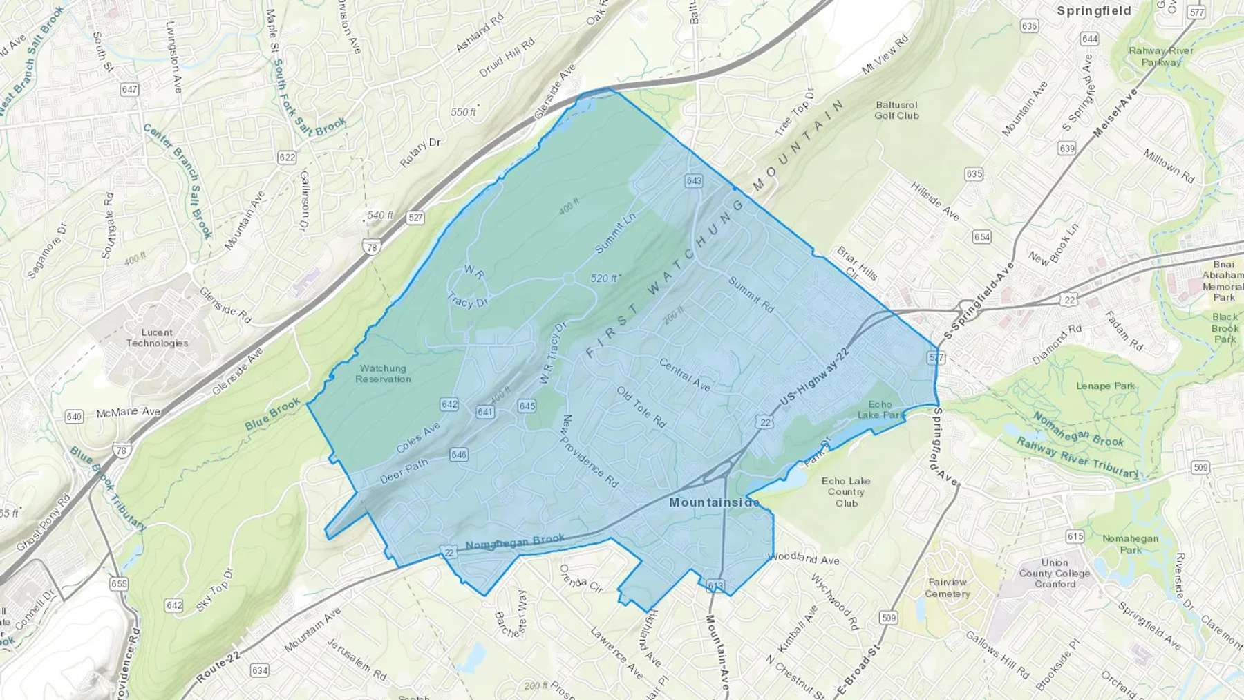 Mountainside, NJ Cash heating Oil delivery map Map of the COD Fuel Oil delivery service area for Mountainside, NJ