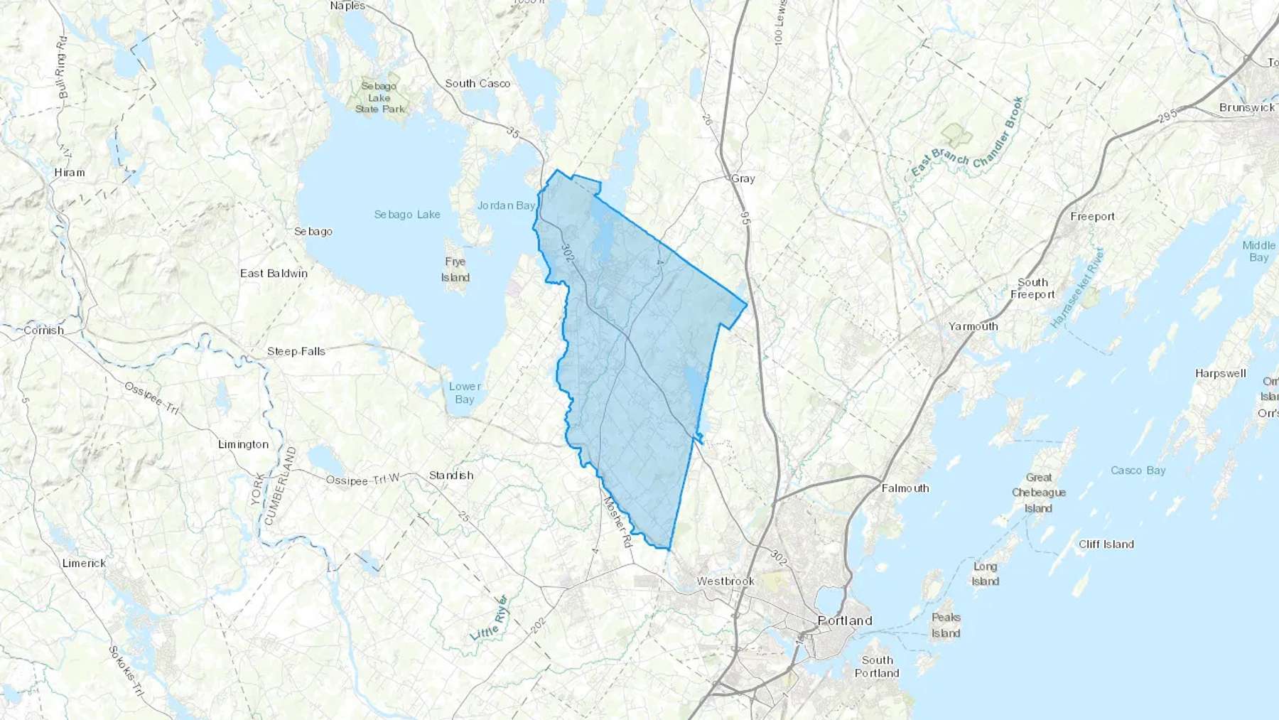 Windham, ME Cash heating Oil delivery map Map of the COD Fuel Oil delivery service area for Windham, ME