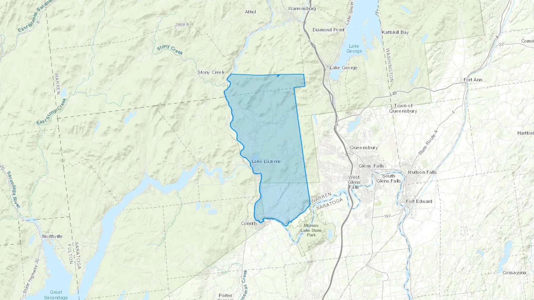 Lake Luzerne, NY Cash heating Oil delivery map Map of the COD Fuel Oil delivery service area for Lake Luzerne, NY