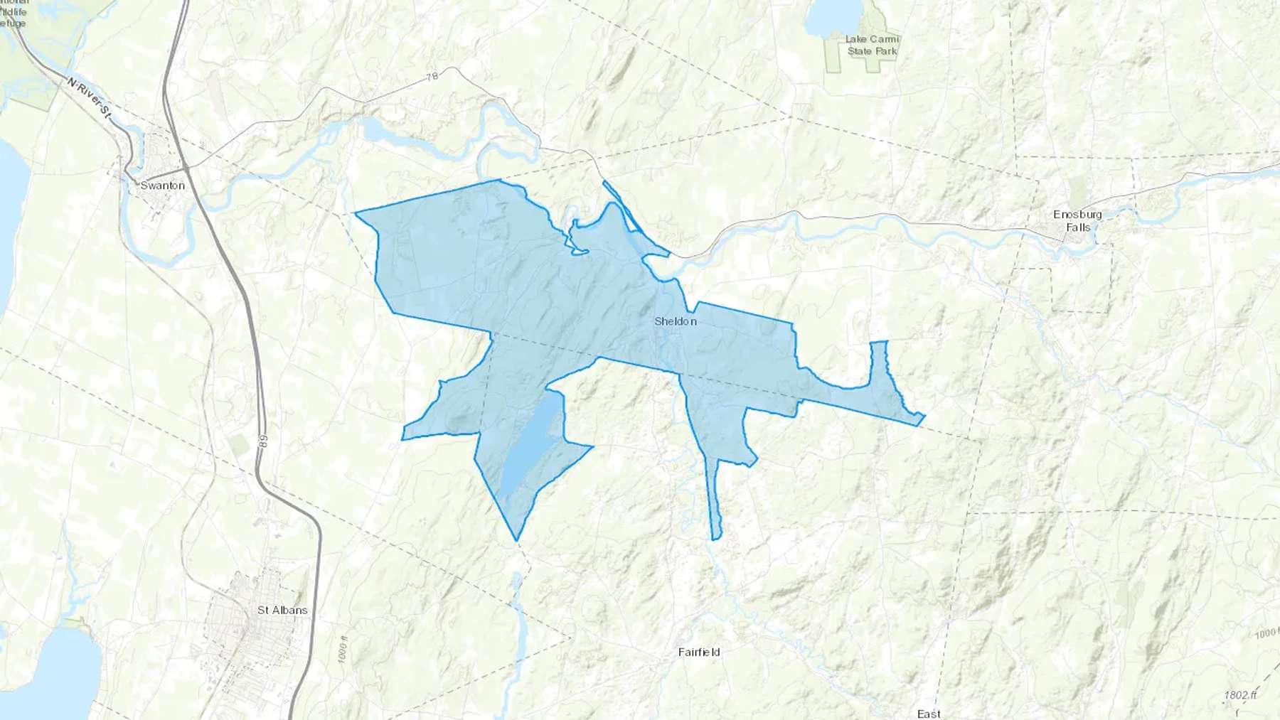 Sheldon, VT Cash heating Oil delivery map Map of the COD Fuel Oil delivery service area for Sheldon, VT