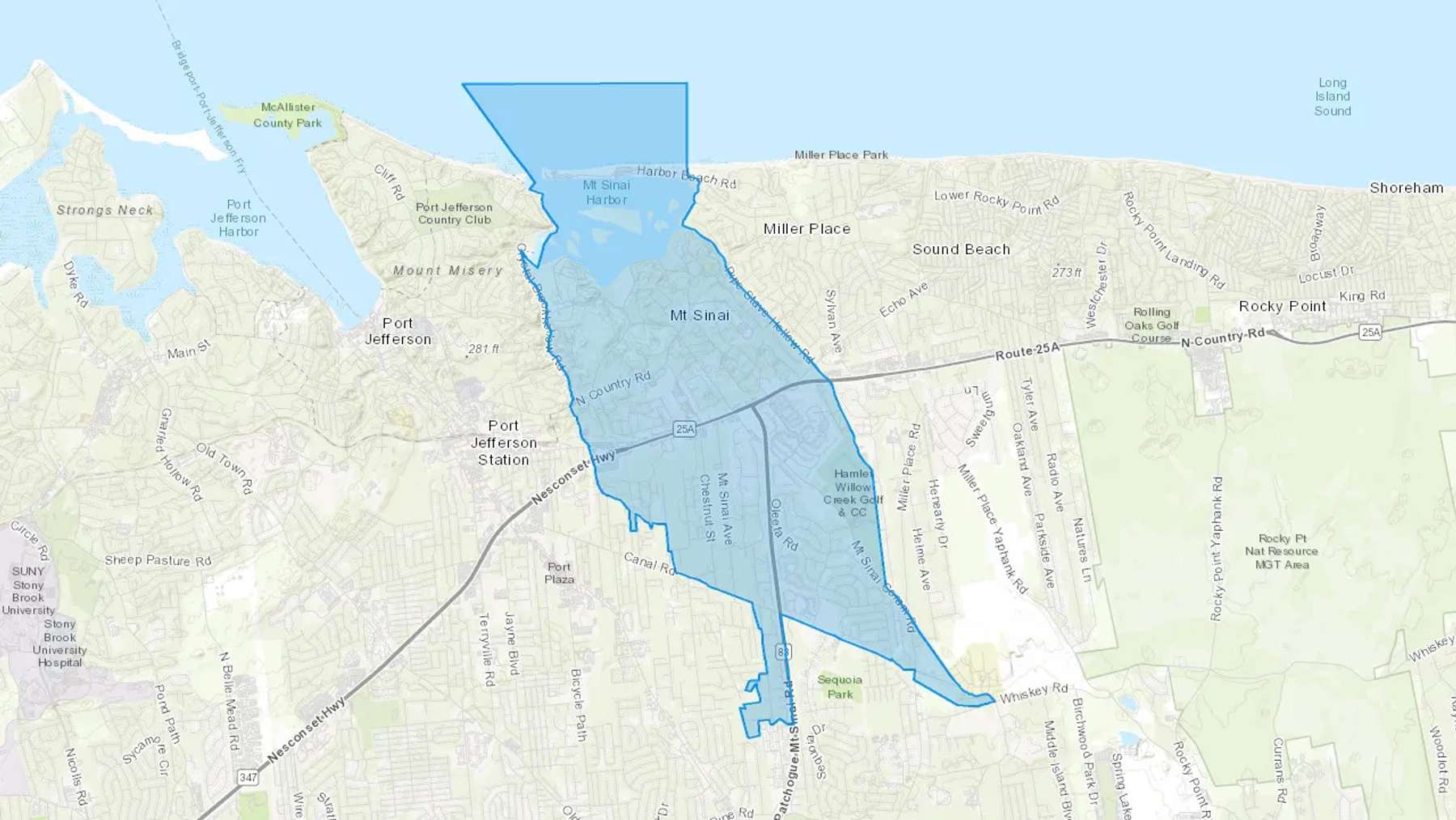 Mount Sinai, NY Cash heating Oil delivery map Map of the COD Fuel Oil delivery service area for Mount Sinai, NY