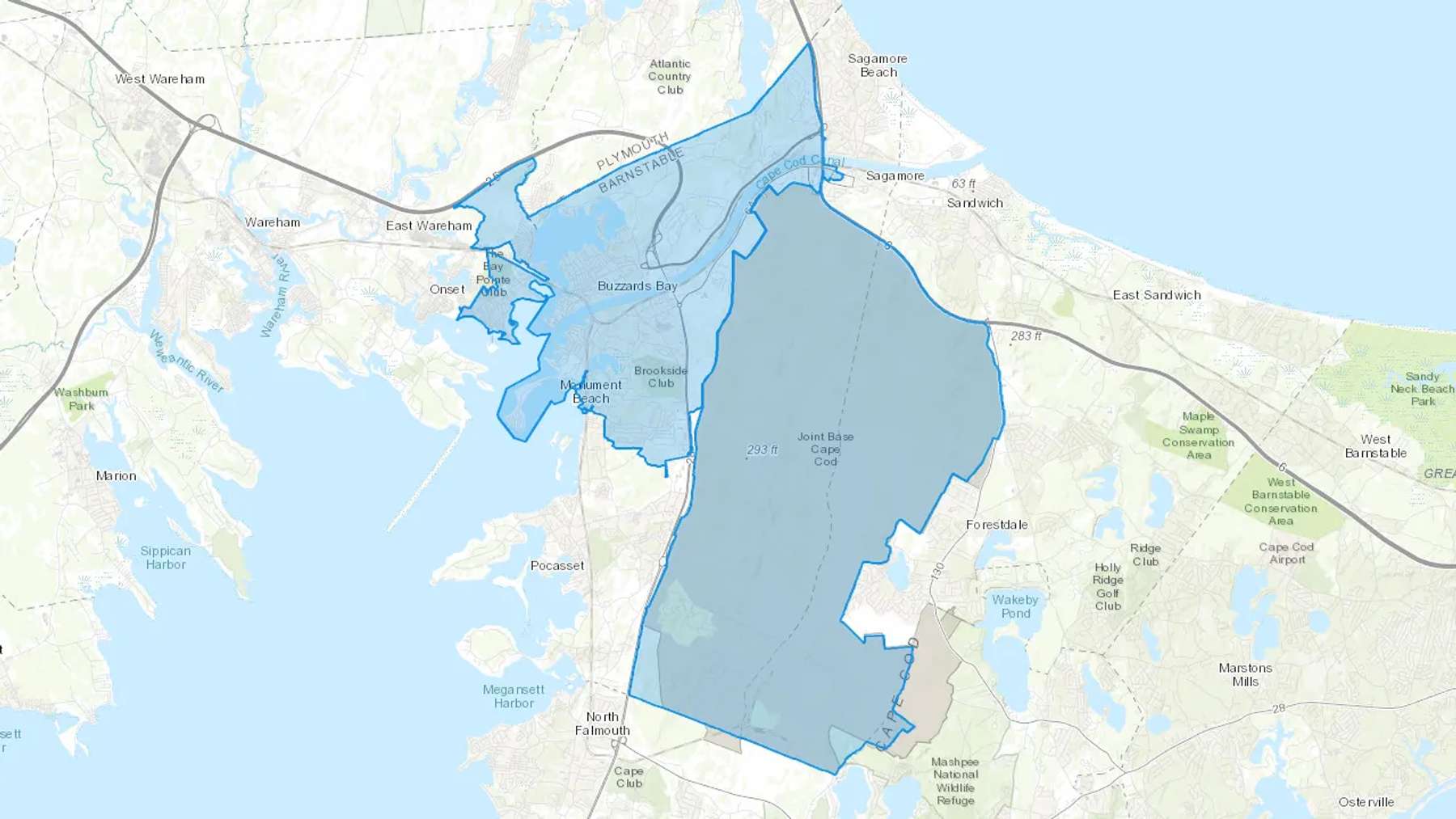 Buzzards Bay, MA Cash heating Oil delivery map Map of the COD Fuel Oil delivery service area for Buzzards Bay, MA