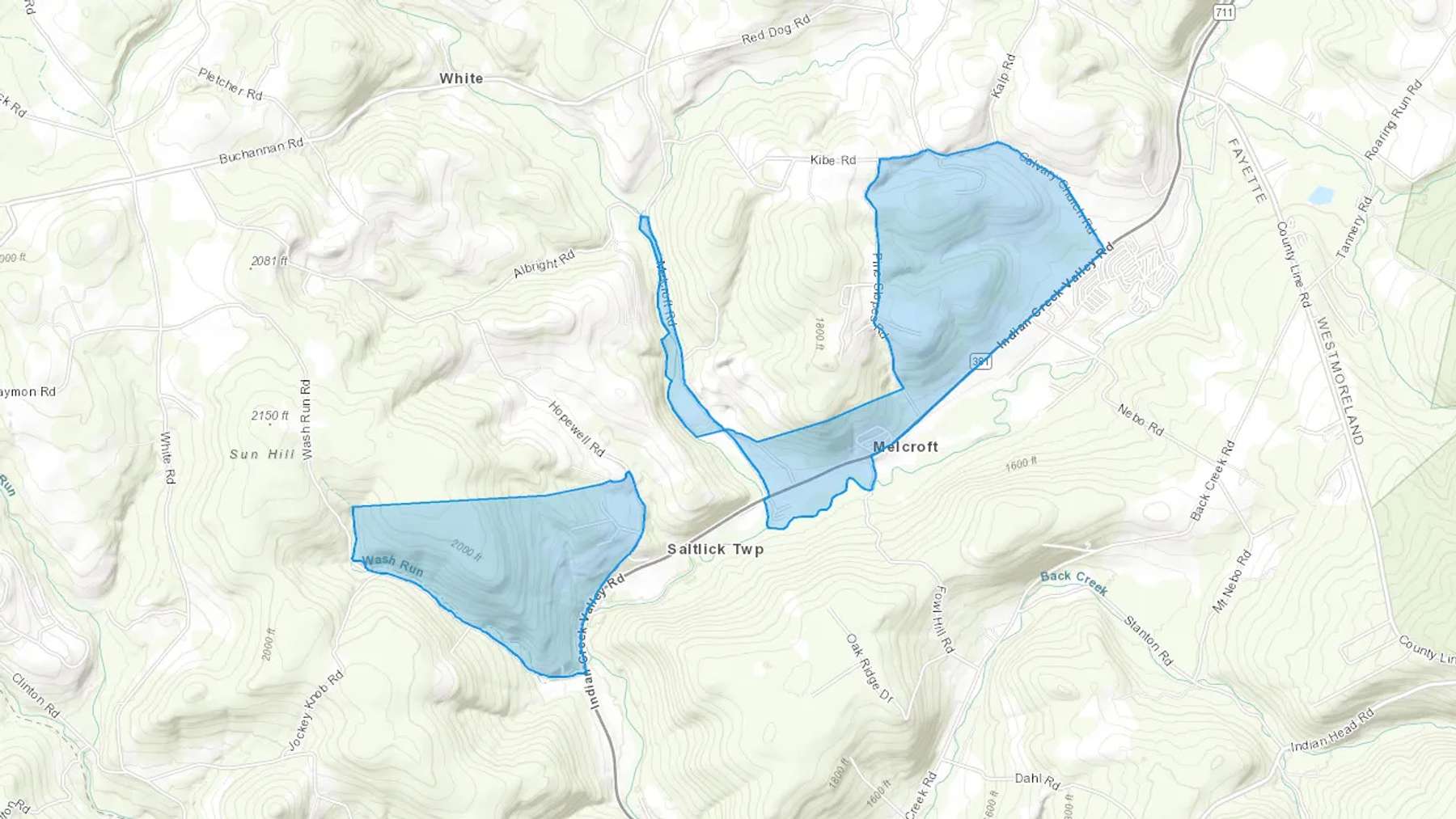 Melcroft, PA Cash heating Oil delivery map Map of the COD Fuel Oil delivery service area for Melcroft, PA