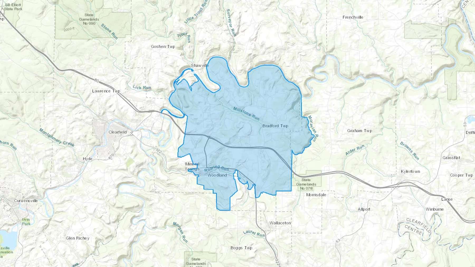 Woodland, PA Cash heating Oil delivery map Map of the COD Fuel Oil delivery service area for Woodland, PA