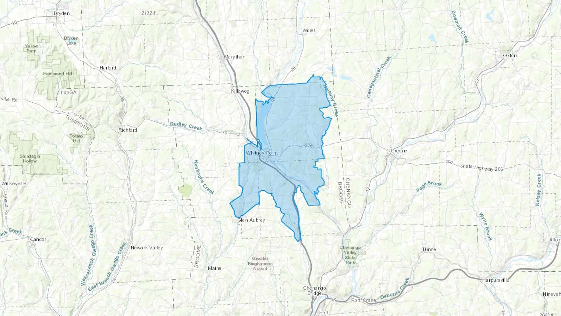 Chenango Bridge, NY Cash heating Oil delivery map Map of the COD Fuel Oil delivery service area for Chenango Bridge, NY