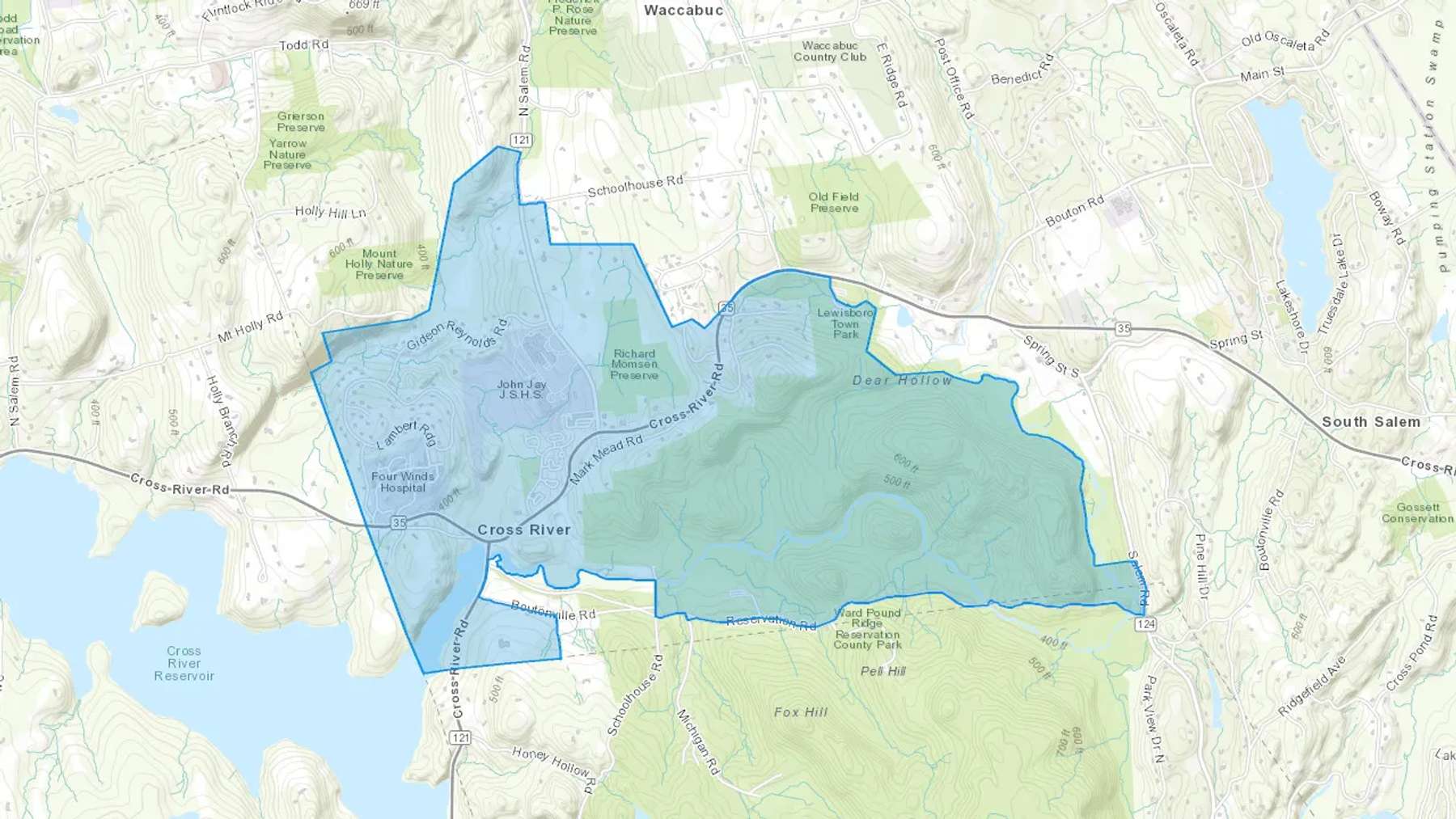 Cross River, NY Cash heating Oil delivery map Map of the COD Fuel Oil delivery service area for Cross River, NY