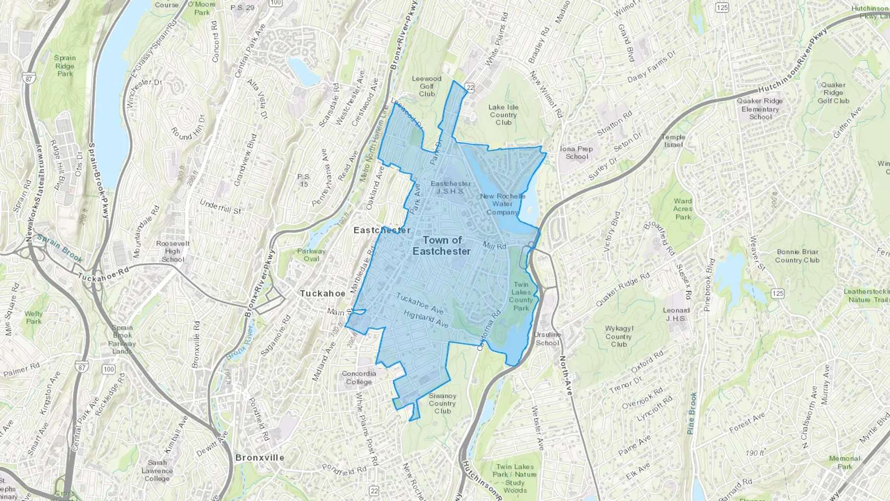 Eastchester, NY Cash heating Oil delivery map Map of the COD Fuel Oil delivery service area for Eastchester, NY