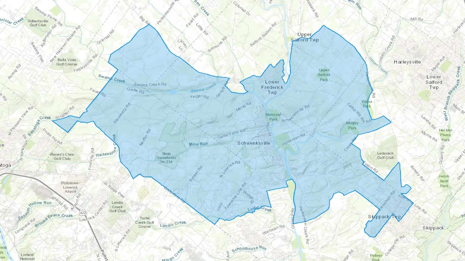 Creamery, PA Cash heating Oil delivery map Map of the COD Fuel Oil delivery service area for Creamery, PA