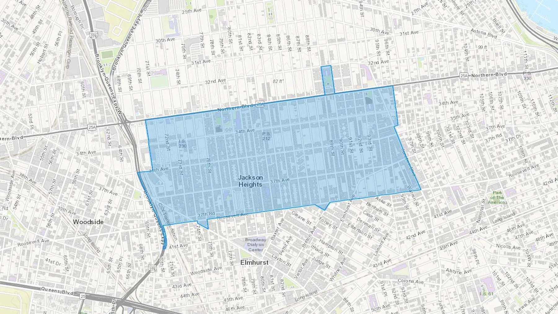 Jackson Heights, NY Cash heating Oil delivery map Map of the COD Fuel Oil delivery service area for Jackson Heights, NY