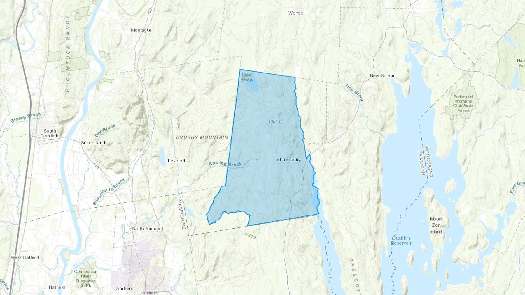 Shutesbury, MA Cash heating Oil delivery map Map of the COD Fuel Oil delivery service area for Shutesbury, MA