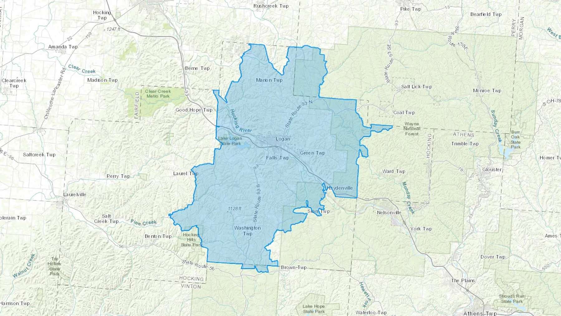 Logan, OH Cash heating Oil delivery map Map of the COD Fuel Oil delivery service area for Logan, OH
