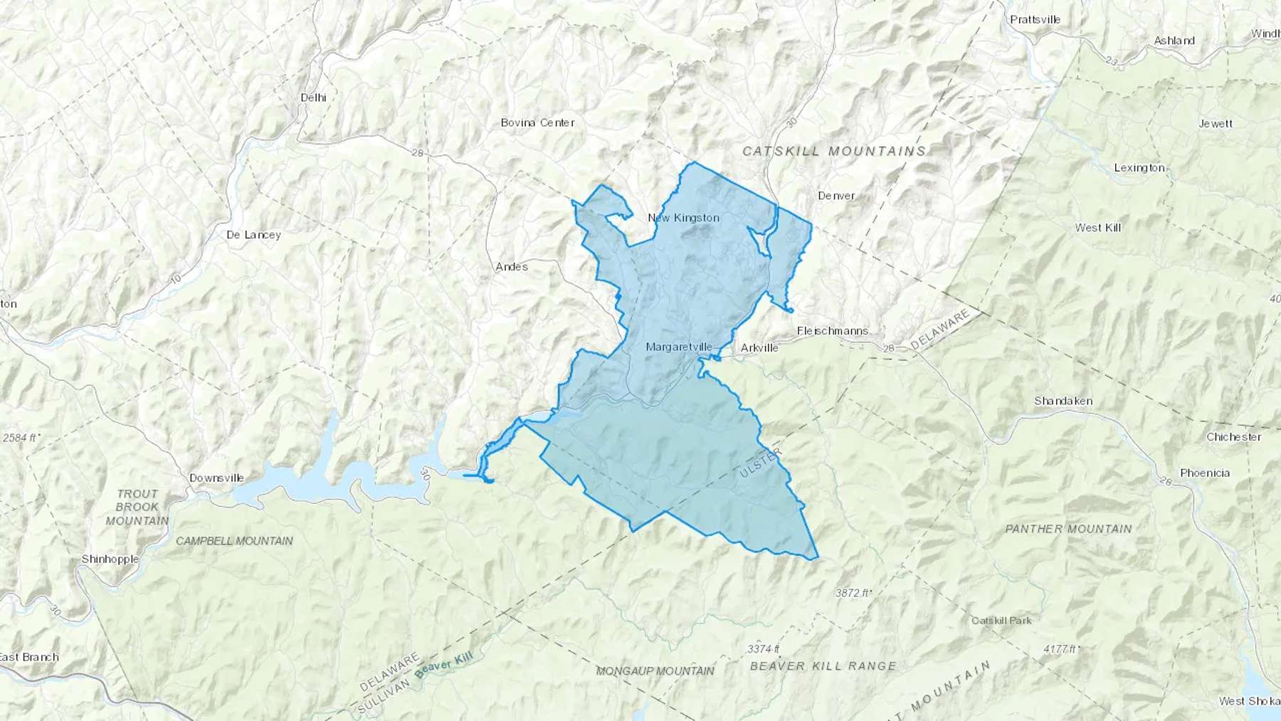 Margaretville, NY Cash heating Oil delivery map Map of the COD Fuel Oil delivery service area for Margaretville, NY