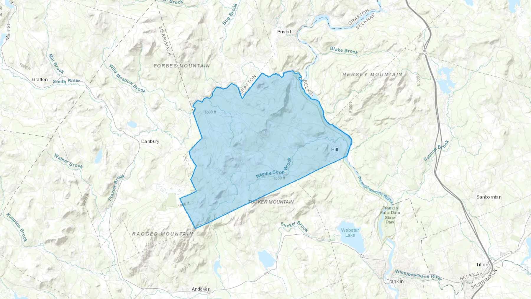 Hill, NH Cash heating Oil delivery map Map of the COD Fuel Oil delivery service area for Hill, NH